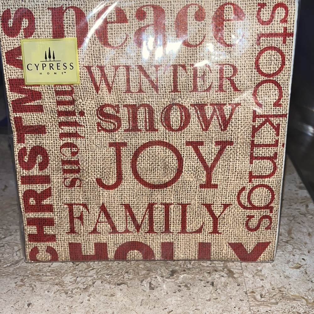 40 Luncheon Napkins Holiday Christmas Words Burlap